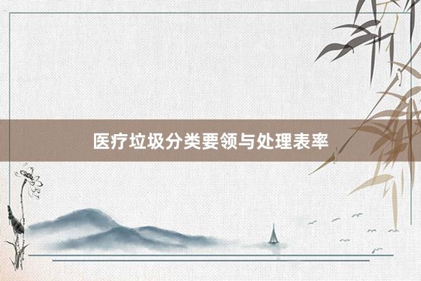 医疗垃圾分类要领与处理表率
